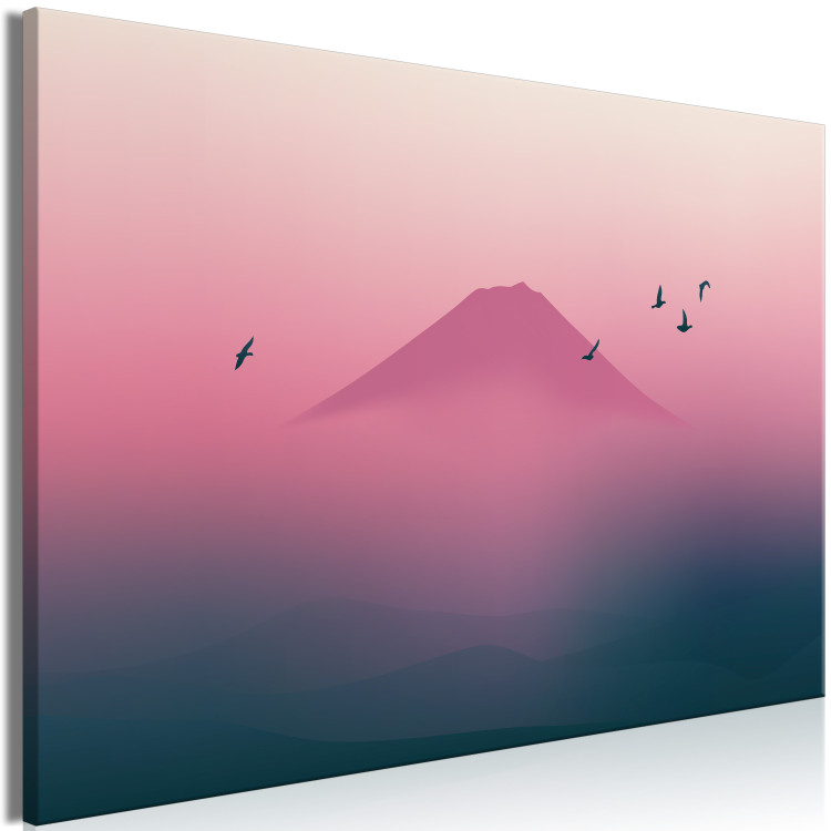 Canvas Mount Fuji - Moody Landscape in the Morning Fog and Birds Flying 149845 additionalImage 2