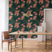 Wallpaper Flamingo Pattern - Birds and Flowers Among Leaves on a Turquoise Background 150045 additionalThumb 8