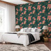 Wallpaper Flamingo Pattern - Birds and Flowers Among Leaves on a Turquoise Background 150045 additionalThumb 4