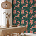 Wallpaper Flamingo Pattern - Birds and Flowers Among Leaves on a Turquoise Background 150045 additionalThumb 5