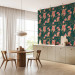 Wallpaper Flamingo Pattern - Birds and Flowers Among Leaves on a Turquoise Background 150045 additionalThumb 9