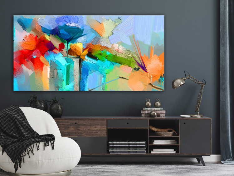 Acrylic print Colorful Garden - Abstract Rainbow Painted Flowers With Texture [Glass] 150845 additionalImage 5