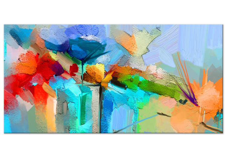 Acrylic print Colorful Garden - Abstract Rainbow Painted Flowers With Texture [Glass] 150845 additionalImage 2