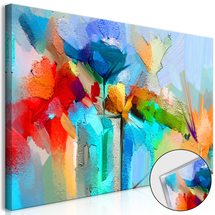 Acrylic print Colorful Garden - Abstract Rainbow Painted Flowers With Texture [Glass] 150845