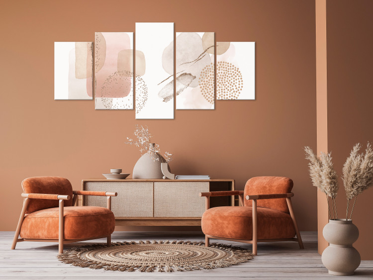 Canvas Art Print Spotted Abstraction - Watercolor Shapes and Spots in Shades of Beige 151845 additionalImage 3