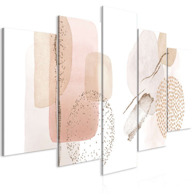 Canvas Art Print Spotted Abstraction - Watercolor Shapes and Spots in Shades of Beige 151845 additionalImage 2