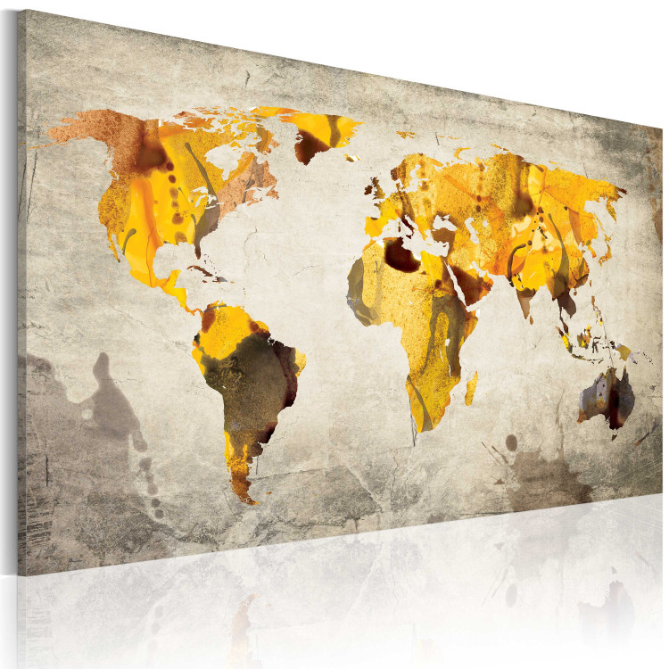 Canvas Print Sunny Continents (1-part) - world map painted with watercolors 55245 additionalImage 2