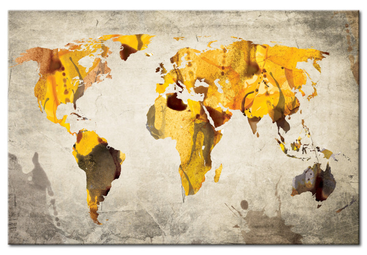 Canvas Print Sunny Continents (1-part) - world map painted with watercolors 55245