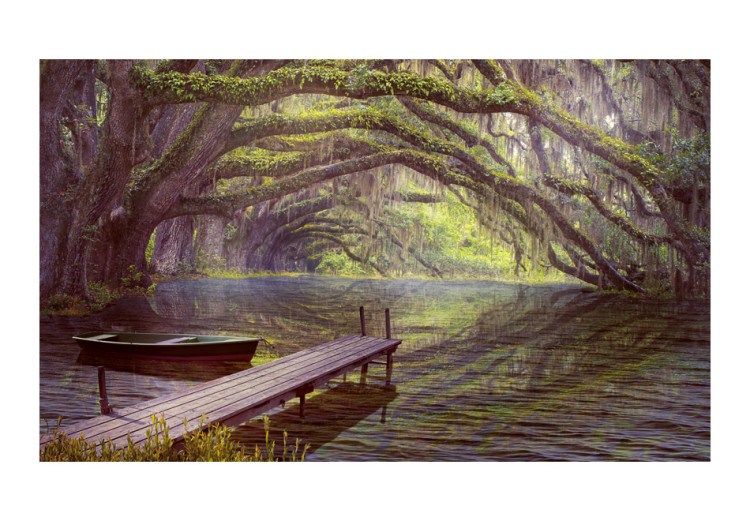 Wall Mural Silence and Harmony - Summer Landscape with a Lake and Boat Surrounded by Trees 60245 additionalImage 1