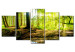 Canvas Art Print Poetry of the Forest (5-piece) - Sunlight Peeking Through Tree Canopies 93945