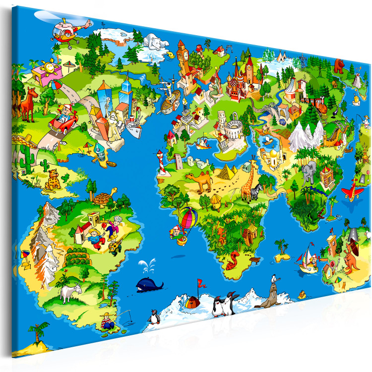Canvas Print Children's Map (1-part) Wide - World Map Kids Version 107855 additionalImage 2