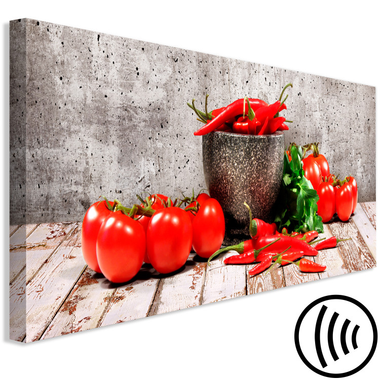 Canvas Art Print Red Vegetables (1-part) Concrete Narrow - Still Life of Bell Peppers 107955 additionalImage 6