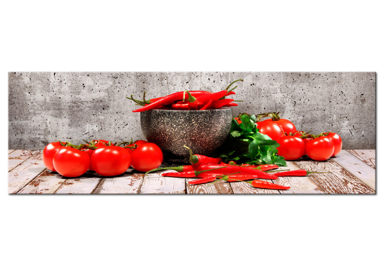 Canvas Art Print Red Vegetables (1-part) Concrete Narrow - Still Life of Bell Peppers 107955