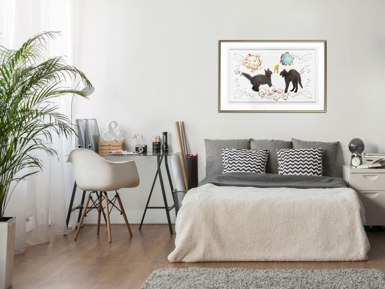 Wall Poster Cat quarrel - animals and comic elements on a background with ornaments 114355 additionalImage 5