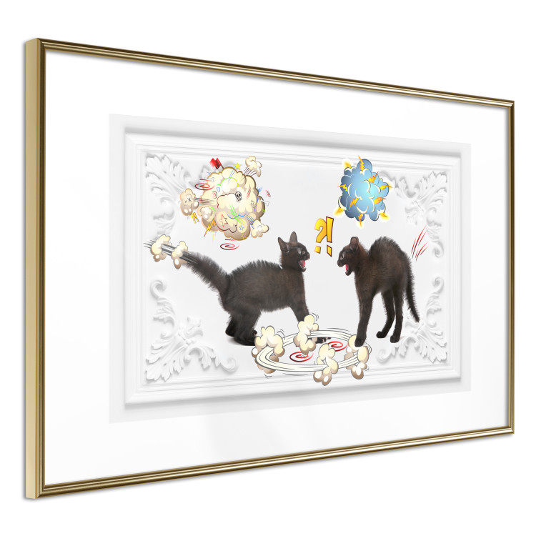Wall Poster Cat quarrel - animals and comic elements on a background with ornaments 114355 additionalImage 6