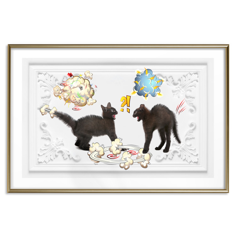 Wall Poster Cat quarrel - animals and comic elements on a background with ornaments 114355 additionalImage 16
