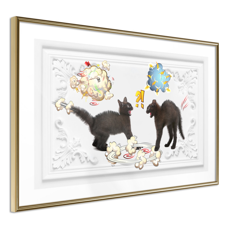 Wall Poster Cat quarrel - animals and comic elements on a background with ornaments 114355 additionalImage 12