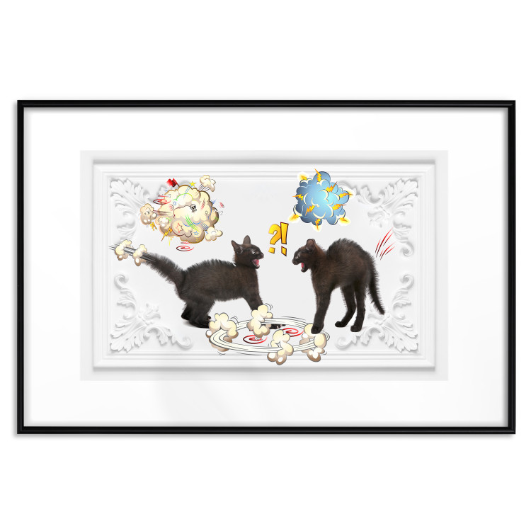 Wall Poster Cat quarrel - animals and comic elements on a background with ornaments 114355 additionalImage 15