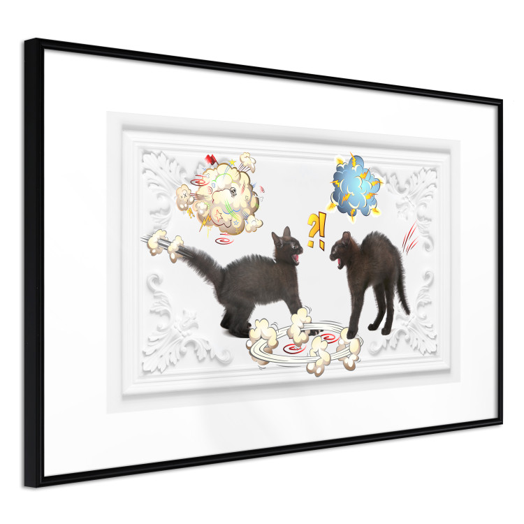 Wall Poster Cat quarrel - animals and comic elements on a background with ornaments 114355 additionalImage 11