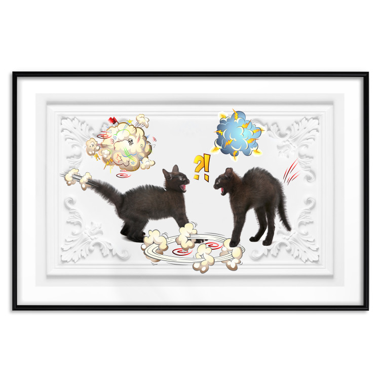 Wall Poster Cat quarrel - animals and comic elements on a background with ornaments 114355 additionalImage 18