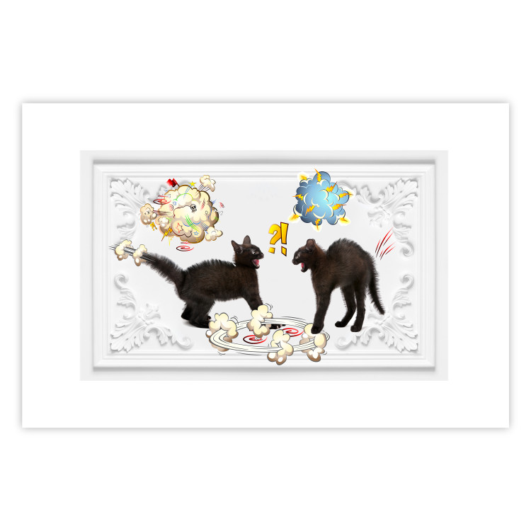 Wall Poster Cat quarrel - animals and comic elements on a background with ornaments 114355 additionalImage 19