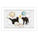Wall Poster Cat quarrel - animals and comic elements on a background with ornaments 114355
