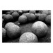 Wall Poster Stone balls - black and white composition with stones on dark soil 115055