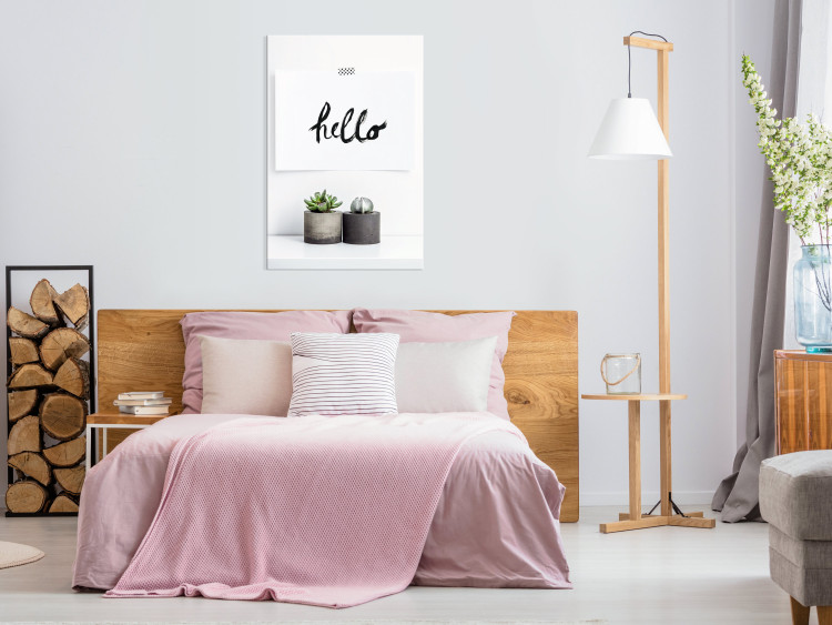 Canvas Print Scandinavian details - succulents on the shelf and a ‘’hello’’ sign 117455 additionalImage 3
