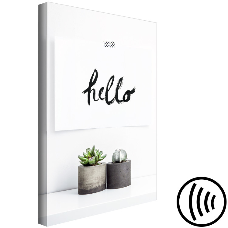 Canvas Print Scandinavian details - succulents on the shelf and a ‘’hello’’ sign 117455 additionalImage 6
