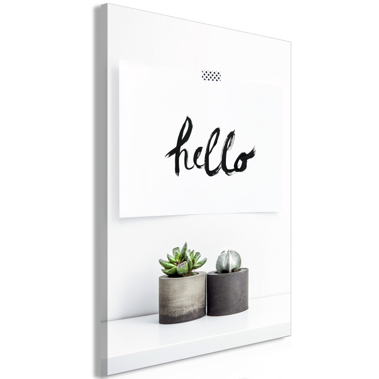 Canvas Print Scandinavian details - succulents on the shelf and a ‘’hello’’ sign 117455 additionalImage 2