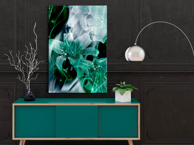 Canvas Print Green World of Lilies (1-part) - Floral Motif in Abstraction 117855 additionalImage 3