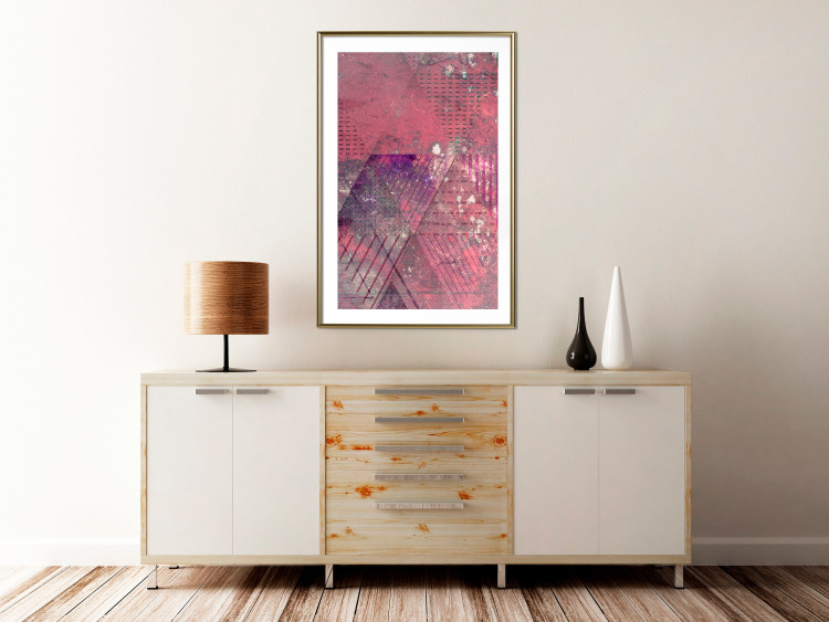 Poster Crimson Abstraction - geometric composition with a touch of pink 118255 additionalImage 13
