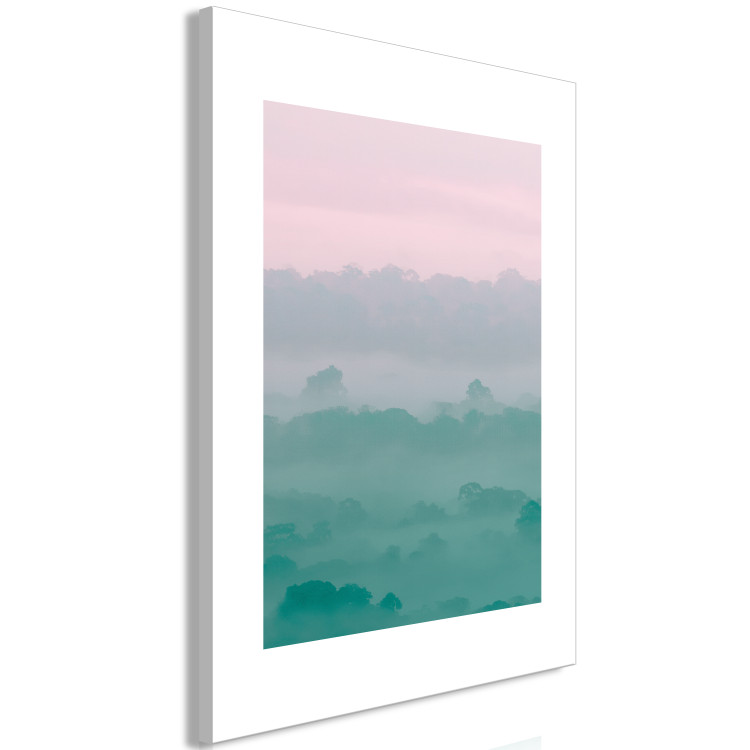 Canvas Fog in the morning - a pastel, romantic landscape in roses and greens 119155 additionalImage 2