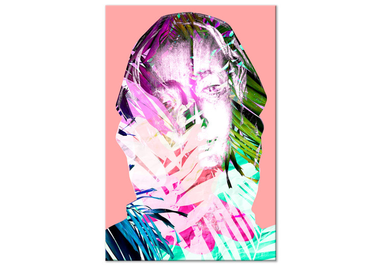 Canvas Neon Madonna - colorful portrait of a woman with a botanical design 122355