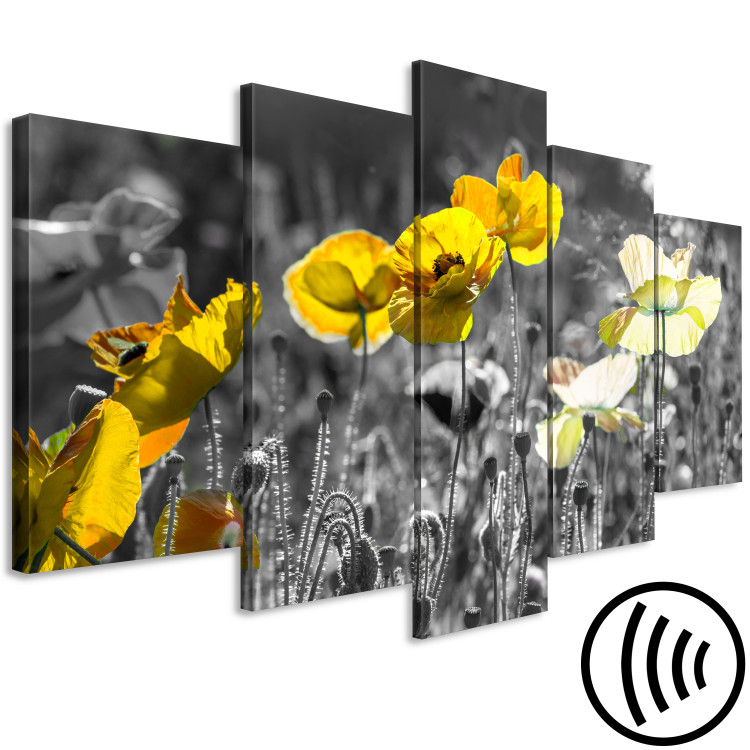 Canvas Yellow Poppies (5 Parts) Wide 123055 additionalImage 6