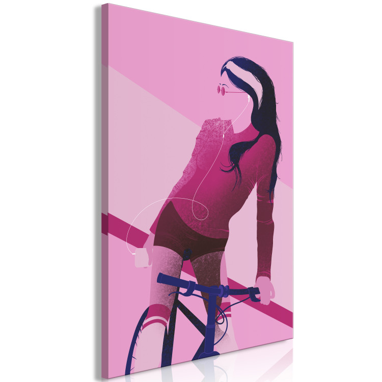 Canvas Sporty Bike (1-part) - Woman's Silhouette on Pink Background 123355 additionalImage 2