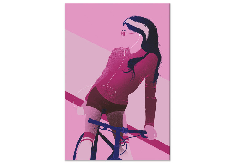 Canvas Sporty Bike (1-part) - Woman's Silhouette on Pink Background 123355