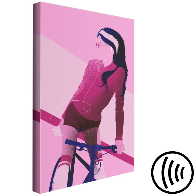 Canvas Sporty Bike (1-part) - Woman's Silhouette on Pink Background 123355 additionalImage 6