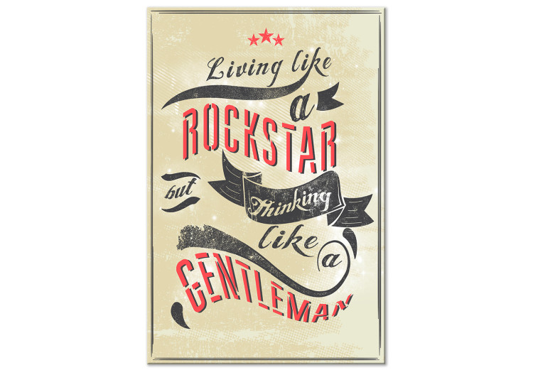 Canvas Art Print Live like a rock star - retro graphic with an English slogan 123555