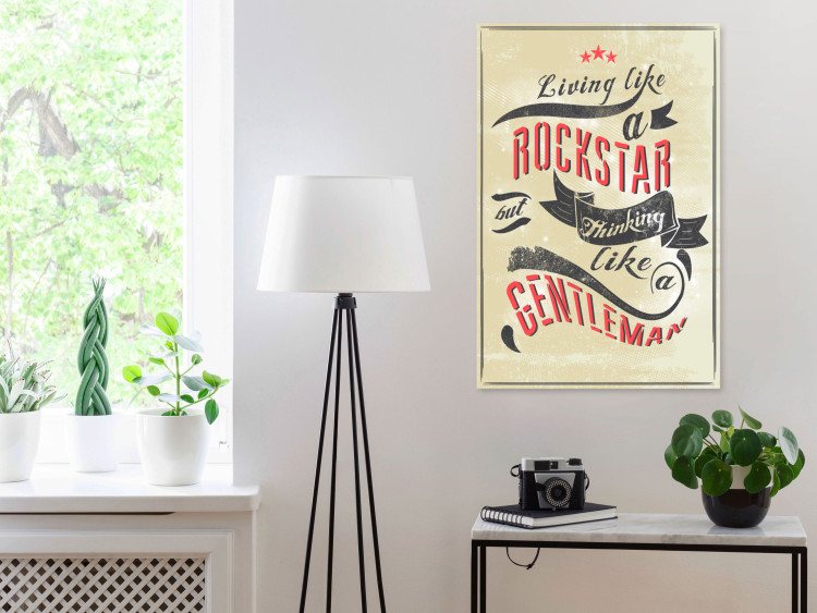 Canvas Art Print Live like a rock star - retro graphic with an English slogan 123555 additionalImage 3