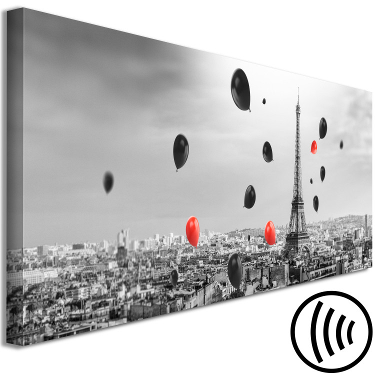 Canvas Print Paris panorama with balloons - black and white photo with Eiffel Tower 123955 additionalImage 6