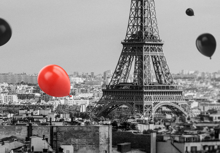 Canvas Print Paris panorama with balloons - black and white photo with Eiffel Tower 123955 additionalImage 4