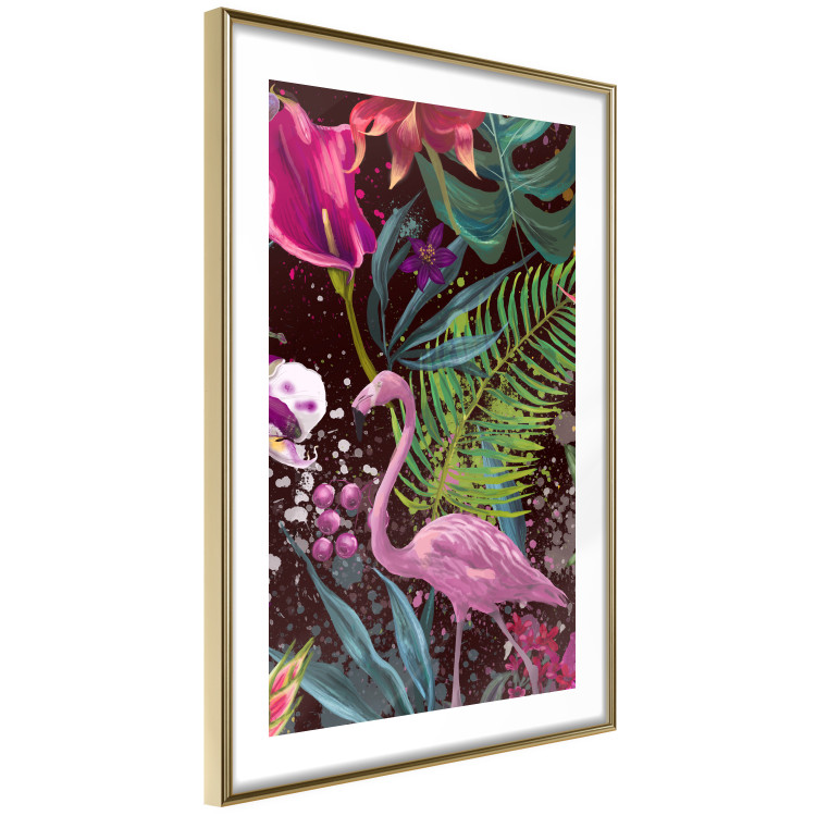 Wall Poster Land of Flamingos - abstract pink bird on a colorful background of plants 128755 additionalImage 9