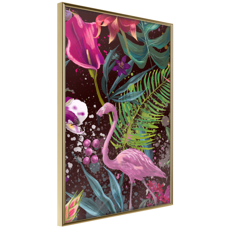 Wall Poster Land of Flamingos - abstract pink bird on a colorful background of plants 128755 additionalImage 14