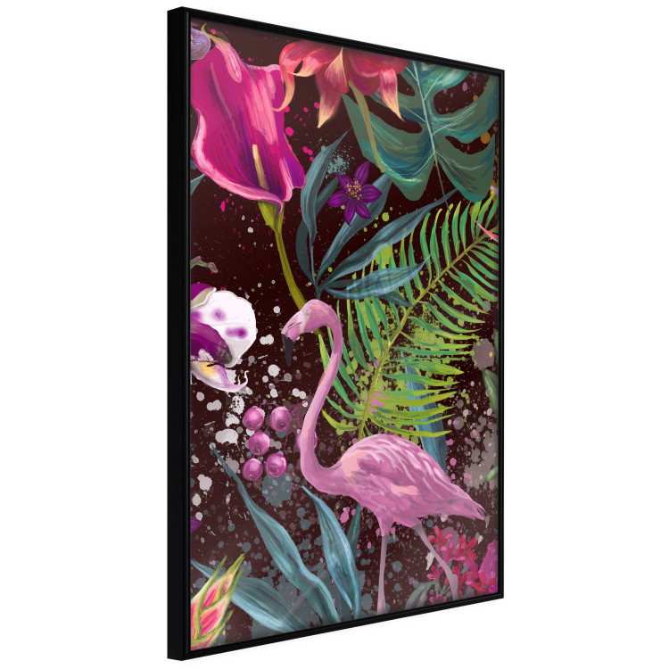 Wall Poster Land of Flamingos - abstract pink bird on a colorful background of plants 128755 additionalImage 11