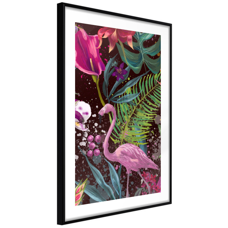 Wall Poster Land of Flamingos - abstract pink bird on a colorful background of plants 128755 additionalImage 8