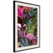 Wall Poster Land of Flamingos - abstract pink bird on a colorful background of plants 128755 additionalThumb 2