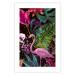 Wall Poster Land of Flamingos - abstract pink bird on a colorful background of plants 128755 additionalThumb 24