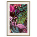 Wall Poster Land of Flamingos - abstract pink bird on a colorful background of plants 128755 additionalThumb 21