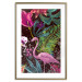 Wall Poster Land of Flamingos - abstract pink bird on a colorful background of plants 128755 additionalThumb 27